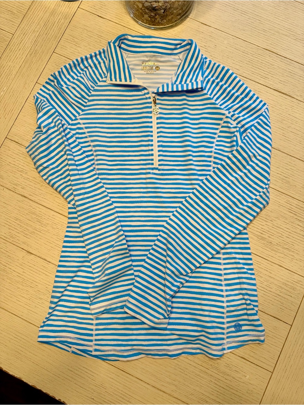 Lilly Pulitzer M luxletic justine half zip - Zanzibar blue beach happy | NWOT
